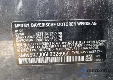 2020 BMW 330Xi from USA, damaged, VIN 3MW5R7J06L8B26955